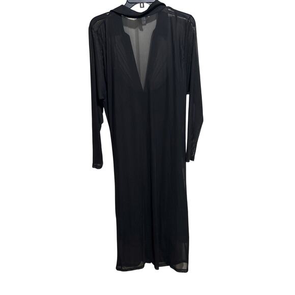 Bar III Long Sleeve Mesh Ruched Button Down Dress 3XL - Picture 3 of 4